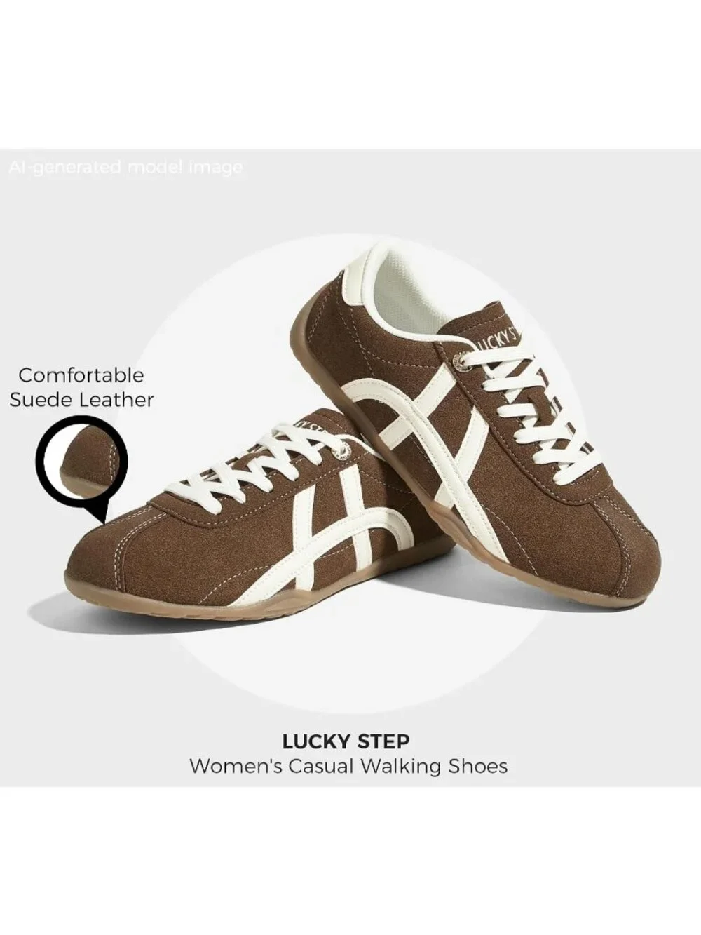 Women's Dark Brown Lightweight Trendy Fashion Thin Sole Walking Stylish Sneakers